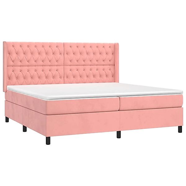 vidaXL Boxspringbett mit Matratze & LED Rosa 200x200 cm Samt 3139768 günstig online kaufen