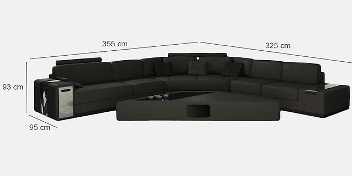 JVmoebel Ecksofa Ledersofa Ecksofa Sofa mit USB,Polster Designer Eckgarnitu günstig online kaufen