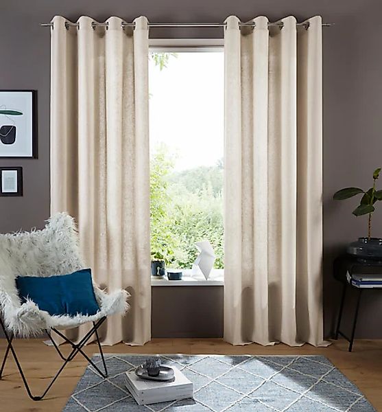 my home Gardine »Rudy« Ösen 1 Stk. tlg. Halbtransparent, Leinenlook, Polyes günstig online kaufen