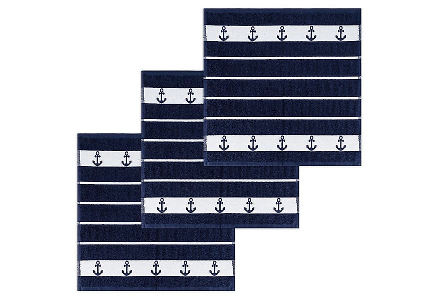 Kracht Geschirrtuch Anker, (Set, 3-tlg., Set), 3er Pack Frottee Küchenhandt günstig online kaufen