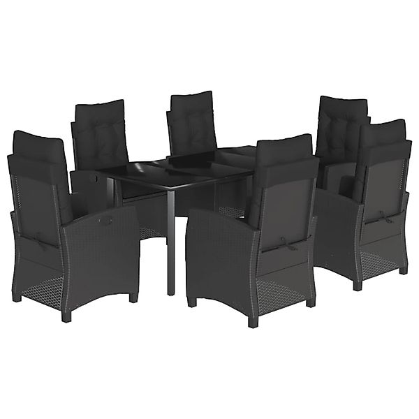 vidaXL 7-Tlg Garten-Essgruppe mit Kissen Schwarz Poly Rattan 3212758 günstig online kaufen