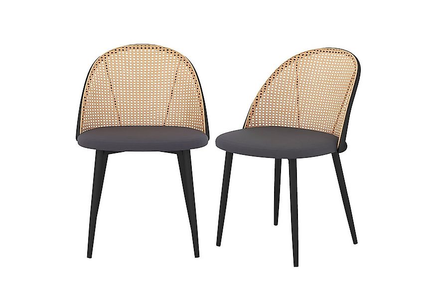 COSTWAY Esszimmerstuhl, 2er, 150 kg belastbar, mit simulierter Rattan günstig online kaufen