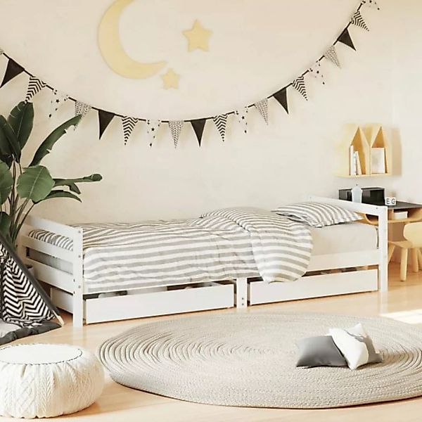 vidaXL Kinderbett Kinderbett mit Schubladen Weiß 80x200 cm Massivholz Kiefe günstig online kaufen