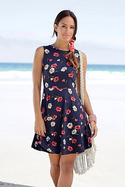 Beachtime Strandkleid, mit Blumendruck, Sommerkleid aus elastischer Baumwol günstig online kaufen