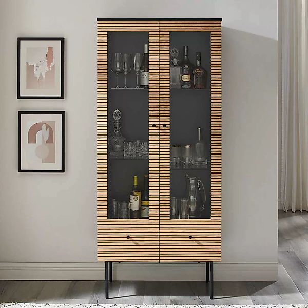 Esszimmervitrinenschrank im Skandi Design 179 cm hoch - 79 cm breit günstig online kaufen