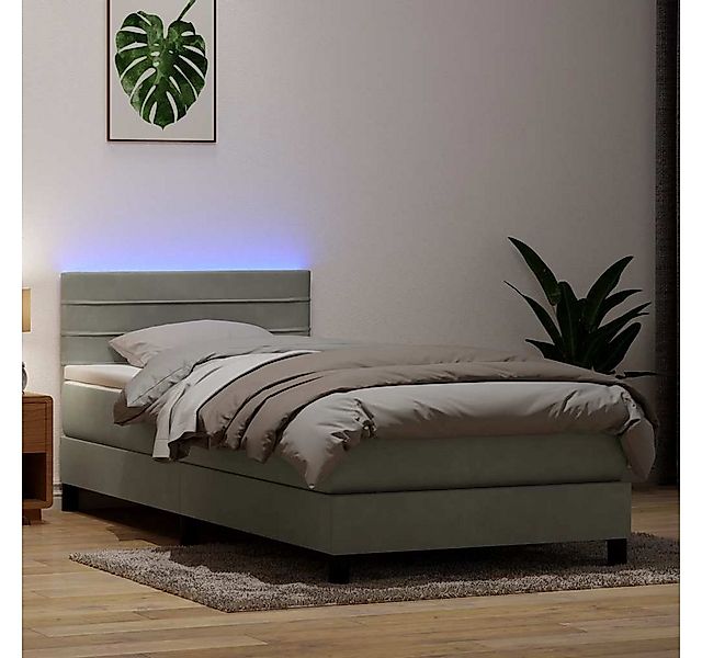 vidaXL Boxspringbett, Boxspringbett mit Matratze Hellgrau 90x220 cm Samt günstig online kaufen
