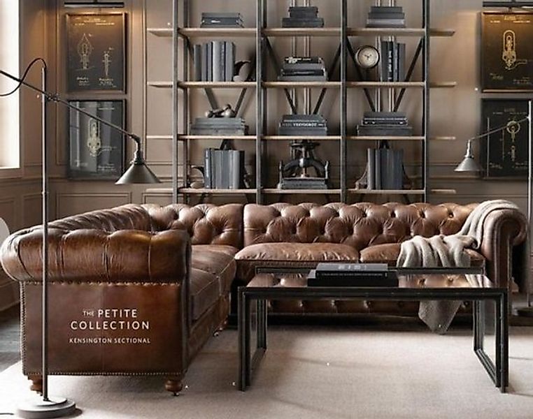 JVmoebel Ecksofa Chesterfield Vintage Sofa Couch Ledersofa Eck Couch Polste günstig online kaufen