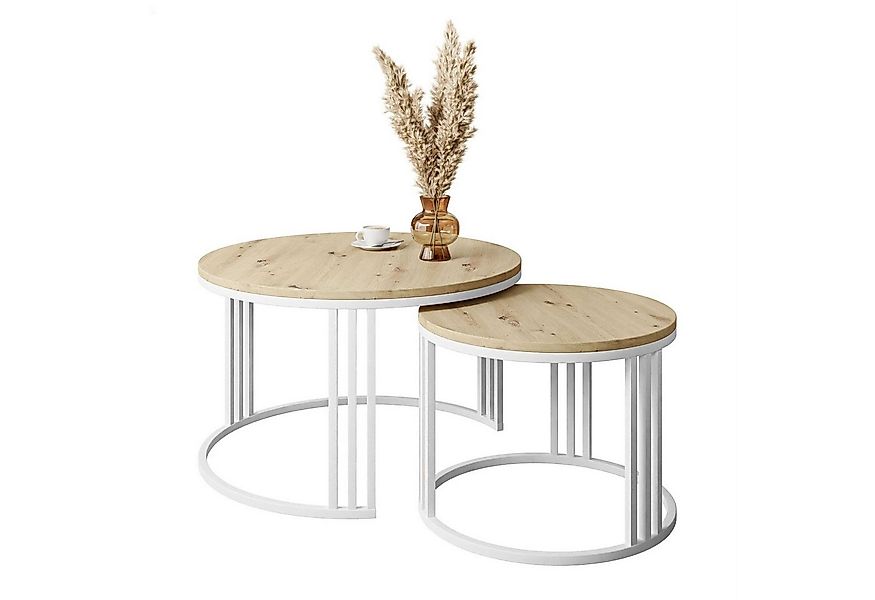 Lookway Couchtisch LORI LOFT 2in1 mit Tischplatte in Eiche-Dekor (2er Set), günstig online kaufen