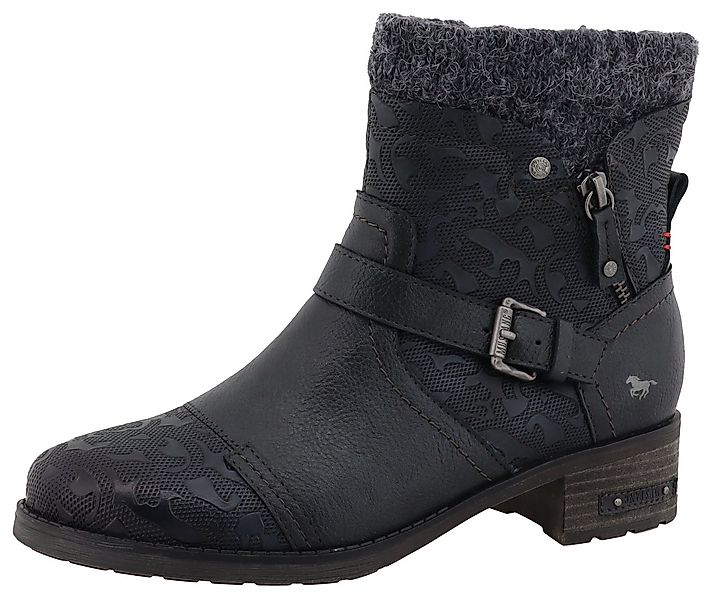 Mustang Shoes Fabienne Winterstiefelette Biker Boots mit Blockabsatz und Zi günstig online kaufen