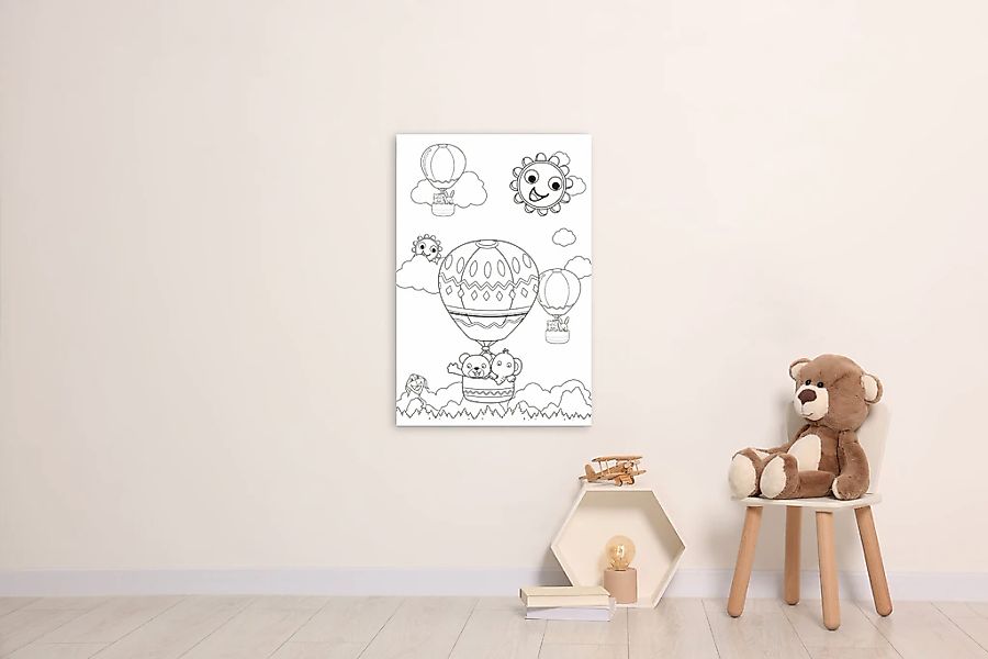 queence Bild "Ballonfahrt mit Bär und Elefant" Ballonfahren  Berge  Bär  Bä günstig online kaufen