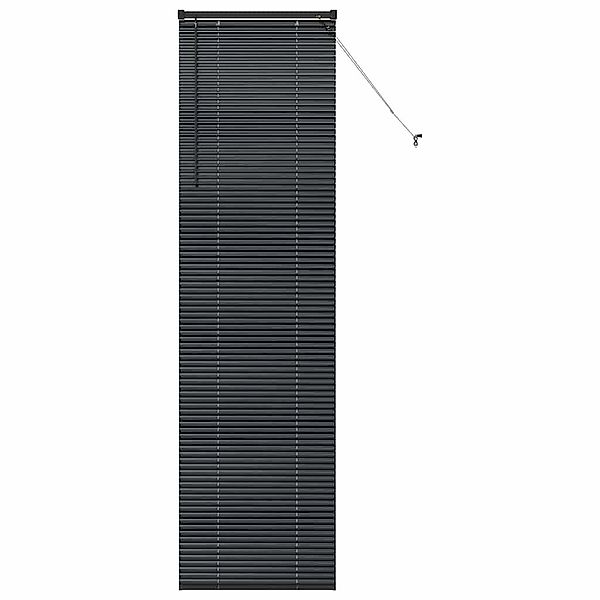 Rollo Fensterjalousie mit Vorhängen Schwarz Aluminium, günstig online kaufen