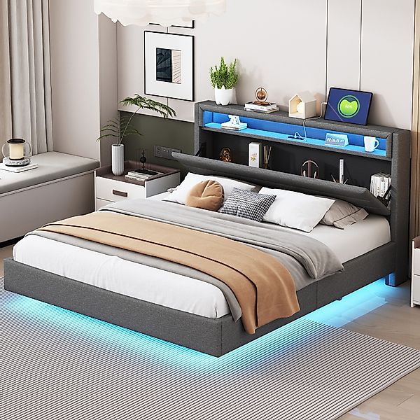 REDOM Polsterbett Doppelbett Stauraumbett (mit USB-Steckdose günstig online kaufen
