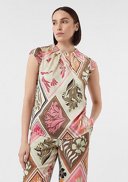 Comma Kurzarmbluse Gemusterte Satin-Bluse mit Raffung günstig online kaufen