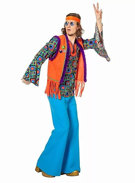 Metamorph T-Shirt Hippie Hemd mit orangefarbener Weste Flowerpower-Look für günstig online kaufen