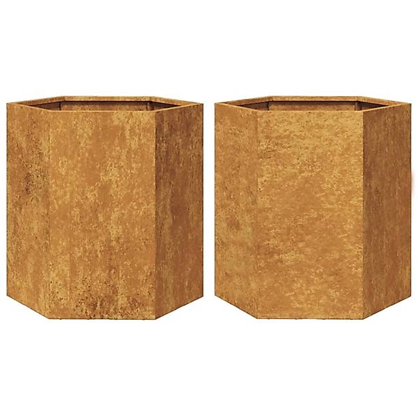 vidaXL Pflanzkübel 2 Stk Sechseckig 46x40x45 cm Wetterfester Stahl 851121 günstig online kaufen