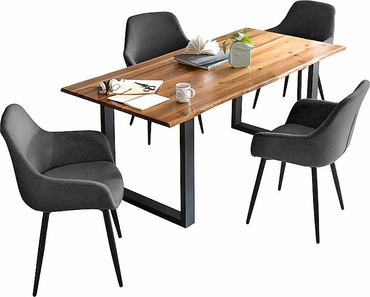 SalesFever Essgruppe, (Set, 5 tlg.), Tischplatte mit echter Baumkante günstig online kaufen