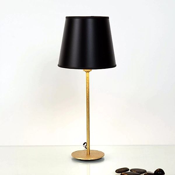 Tischlampe Mattia mit rundem Schirm in Schwarz günstig online kaufen