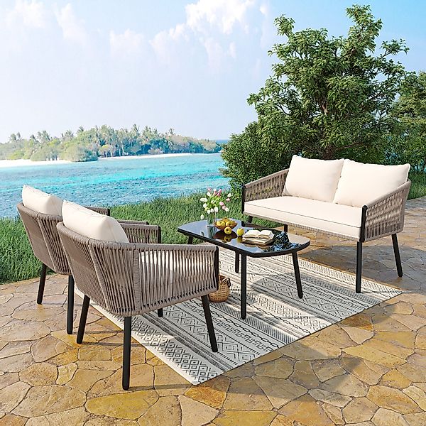 MC Star Gartenlounge-Set 4-teiliges Garten-Loungesessel-Set, 2-Sitzer-Sofa, günstig online kaufen