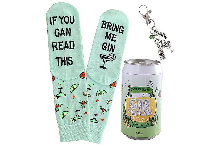 Lucadeau Freizeitsocken Gin-Socken mit Schlüsselanhänger in einer Design-Do günstig online kaufen