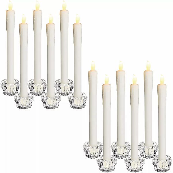 LED Tafelkerzen 12er-Set inkl Kerzenhalter günstig online kaufen