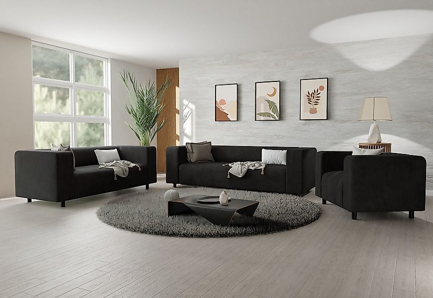 S-Style Möbel Polstergarnitur 3+2+1 Gustav aus Cord-Stoff mit bequemem Sitz günstig online kaufen