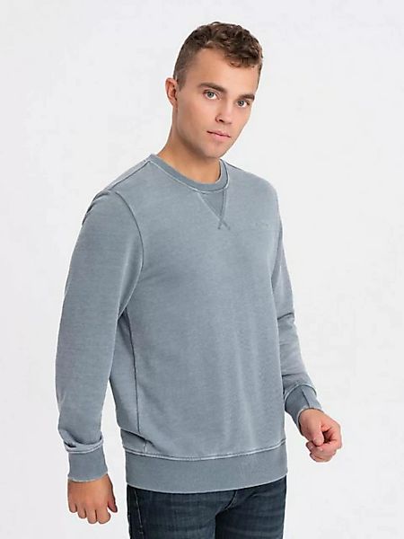 OMBRE Sweatshirt Gewaschenes Herren-Sweatshirt mit Ziernähten am Halsaussch günstig online kaufen