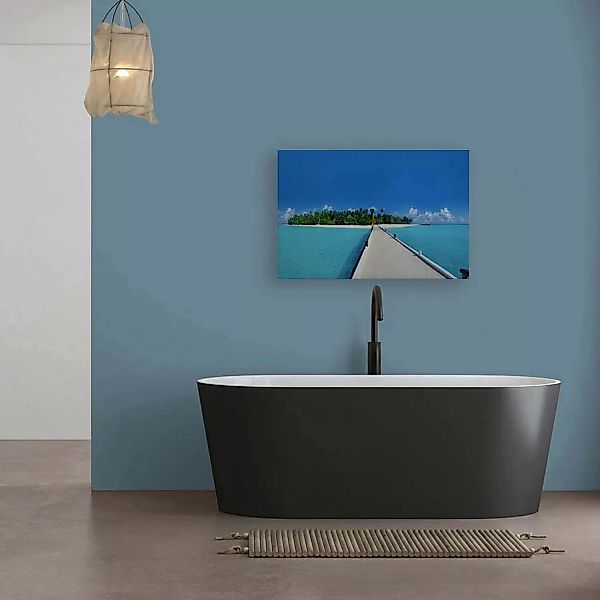 Bricoflor Wandbild Steg In Wasser Blau Leinwandbild Tropische Insel 120 X 8 günstig online kaufen