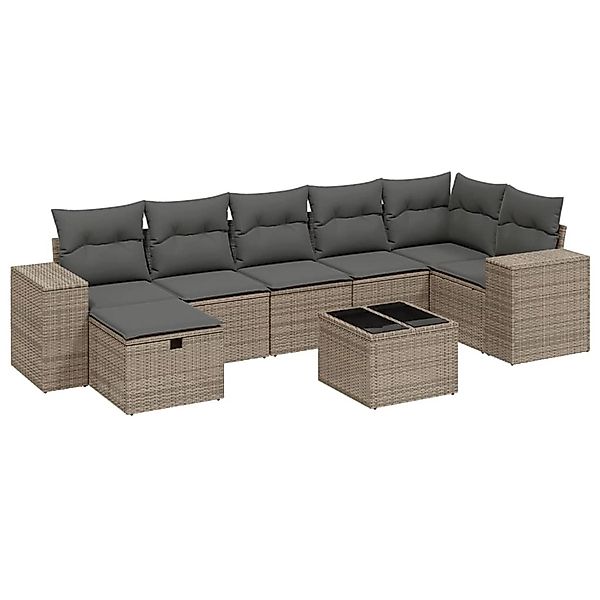 vidaXL 8-Tlg Garten-Sofagarnitur mit Kissen Grau Poly Rattan 3264466 günstig online kaufen