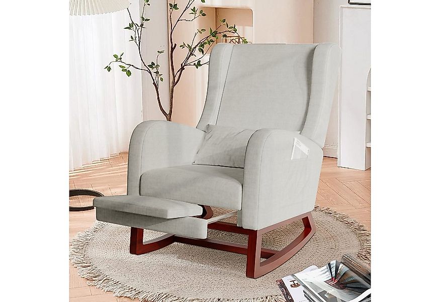 FUROKOY Schaukelstuhl Relaxsessel Stillsessel mit Holzsockel Fußstütze (Set günstig online kaufen