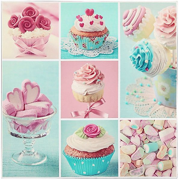 Ambiente Haus Leinwandbild "Cup Cake Bild 50cm", (1 St.) günstig online kaufen