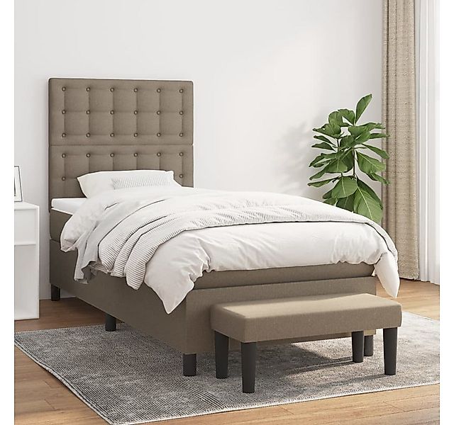 vidaXL Boxspringbett, Boxspringbett mit Matratze Taupe 100x200 cm Stoff günstig online kaufen