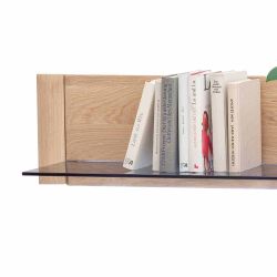 Wandregal mit Glasboden Eiche Bianco günstig online kaufen
