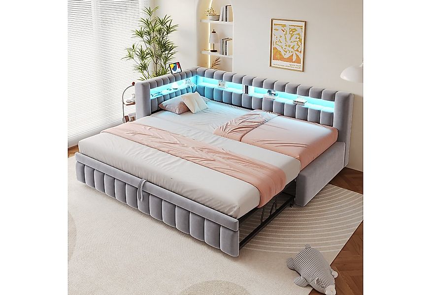 Merax Daybett mit LED-Beleuchtung und Ladeanschluss (Tagesbett Schlafsofa S günstig online kaufen