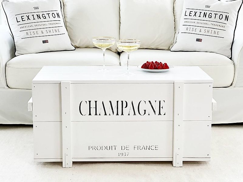 Vintage Holztruhe "Champagne" weiß günstig online kaufen