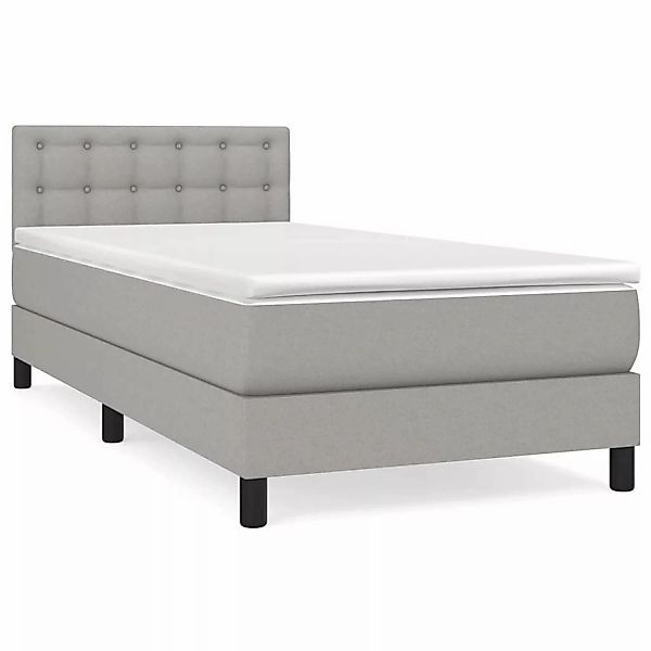 vidaXL Boxspringbett Boxspringbett mit Matratze Hellgrau 100x200 cm Stoff B günstig online kaufen