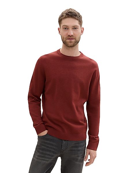 TOM TAILOR Rundhalspullover mit Logostickerei günstig online kaufen