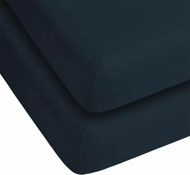Aspero® 2 x Spannbettlaken aus Baumwolle Bettlaken dunkelblau Gr. 90-100 x günstig online kaufen