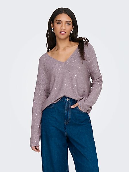 ONLY Strickpullover "ONLARIZONA LS SEQUINS V-NECK PUL KNT" günstig online kaufen