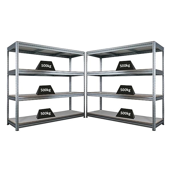 PROREGAL Mega Deal 2x Schwerlastregal Dino HxBxT 180x200x60cm 4 Melamin-Ebe günstig online kaufen