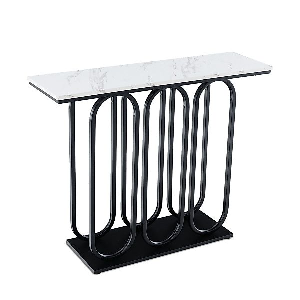 COSTWAY Konsolentisch, schwarz, schmal, mit Marmoroptik, günstig online kaufen