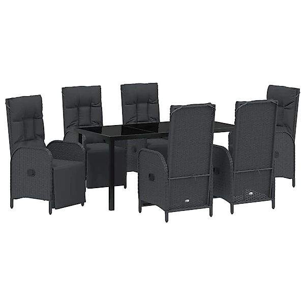 vidaXL Garten Essgruppe mit Kissen 7-Tlg Schwarz Poly Rattan 3380124 günstig online kaufen