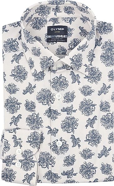OLYMP Luxor Hemd Druck Blau - Größe 45 günstig online kaufen