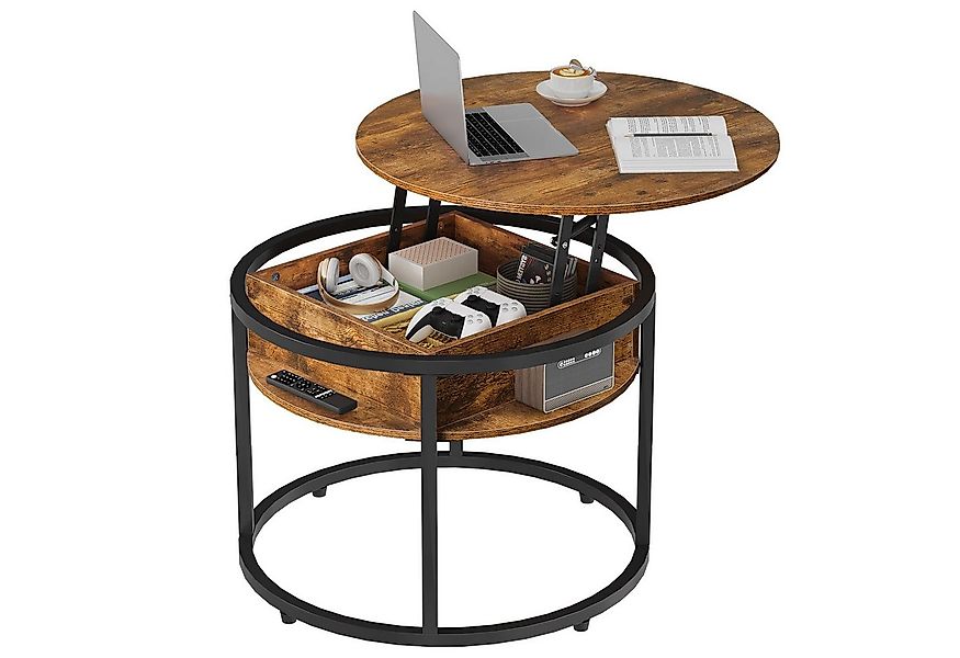 WLIVE Couchtisch Couchtisch Höhenverstellbarer Runder, 2-facher Stauraum & günstig online kaufen