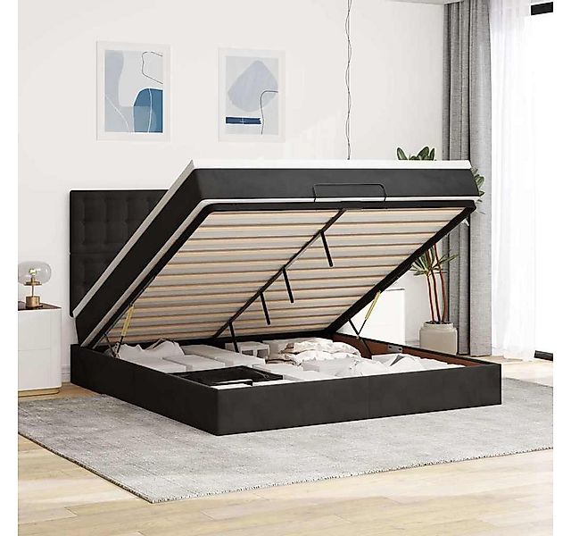 vidaXL Bett, Ottoman-Bett mit Matratzen Schwarz 180x200 cm Samt günstig online kaufen