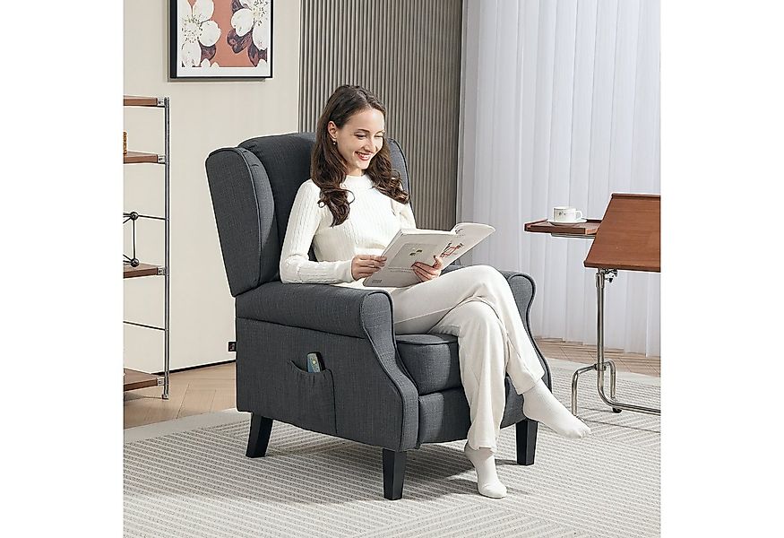 HOMCOM Massagesessel mit Liegefunktion Wärmefunktion Fußteil Seitentasche F günstig online kaufen