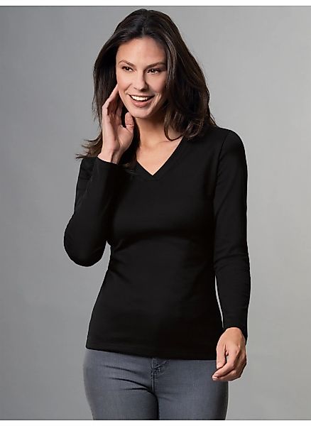 Trigema T-Shirt "TRIGEMA Langarmshirt mit V-Ausschnitt" 1 Stk. tlg. günstig online kaufen