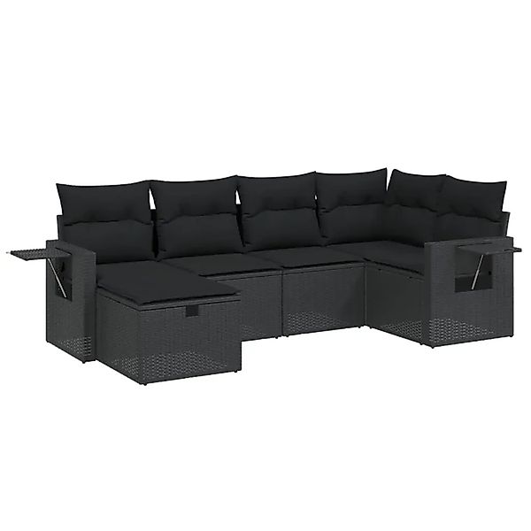 vidaXL 6-Tlg Garten-Sofagarnitur mit Kissen Schwarz Poly Rattan 3263791 günstig online kaufen