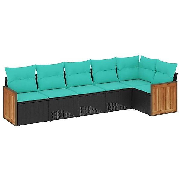 vidaXL 6-Tlg Gartensofa-Set mit Kissen Schwarz Polyrattan 3227667 günstig online kaufen
