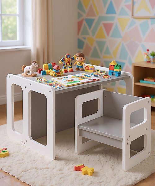 Yorbay Kindersitzgruppe Kindertisch mit 1 Stuhl, günstig online kaufen