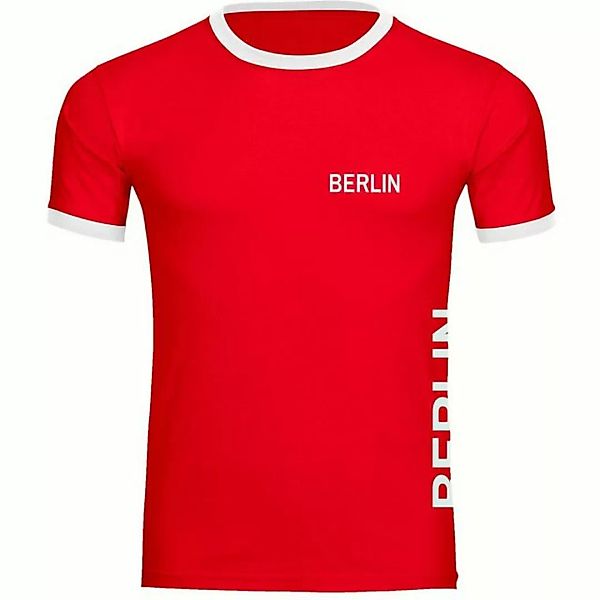 multifanshop T-Shirt Kontrast Berlin rot - Brust & Seite - Männer günstig online kaufen